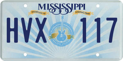 MS license plate HVX117