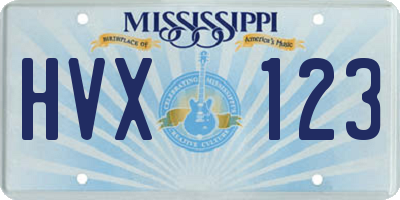 MS license plate HVX123