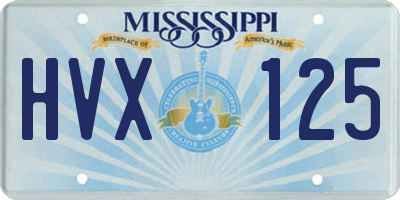 MS license plate HVX125