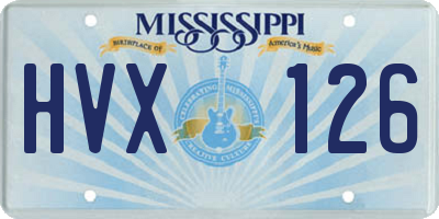 MS license plate HVX126
