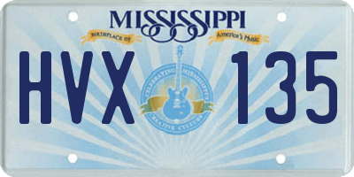 MS license plate HVX135