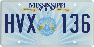 MS license plate HVX136