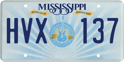 MS license plate HVX137