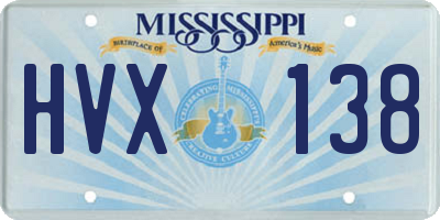 MS license plate HVX138