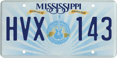 MS license plate HVX143