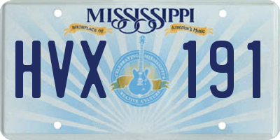 MS license plate HVX191