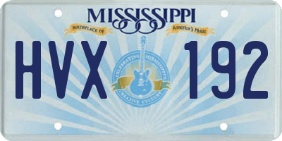 MS license plate HVX192