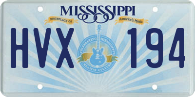 MS license plate HVX194
