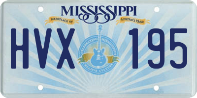 MS license plate HVX195
