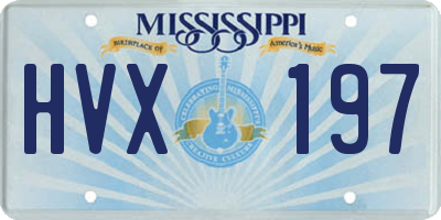 MS license plate HVX197