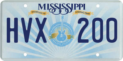 MS license plate HVX200