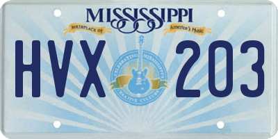 MS license plate HVX203