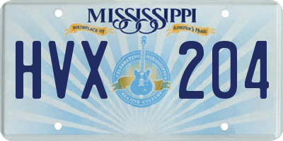 MS license plate HVX204