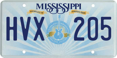 MS license plate HVX205