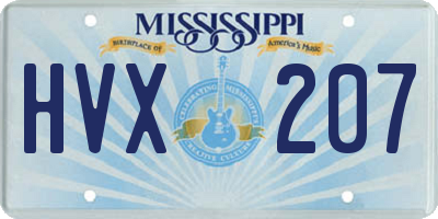 MS license plate HVX207