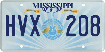 MS license plate HVX208