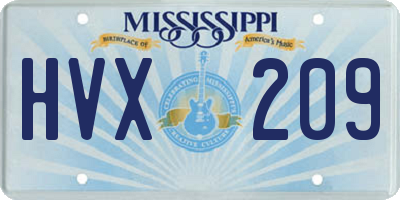 MS license plate HVX209