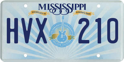 MS license plate HVX210
