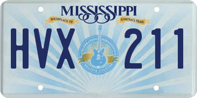 MS license plate HVX211