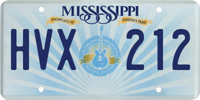 MS license plate HVX212
