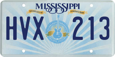 MS license plate HVX213