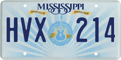 MS license plate HVX214