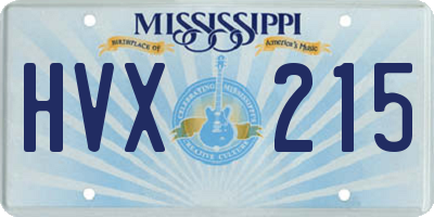MS license plate HVX215