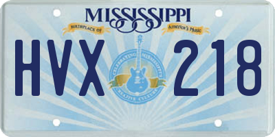 MS license plate HVX218