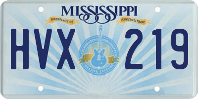 MS license plate HVX219