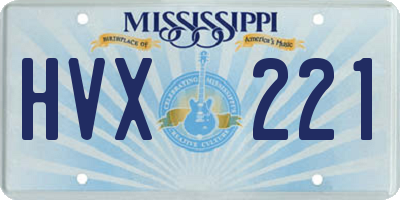 MS license plate HVX221