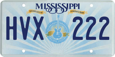MS license plate HVX222