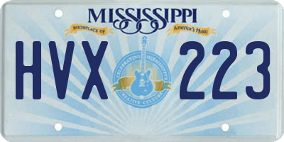 MS license plate HVX223
