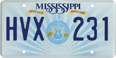 MS license plate HVX231