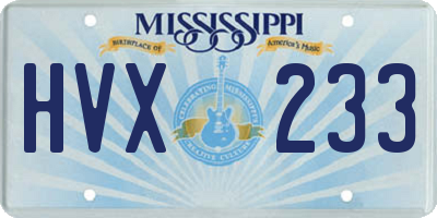 MS license plate HVX233