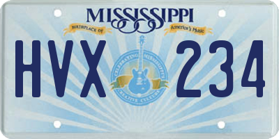 MS license plate HVX234
