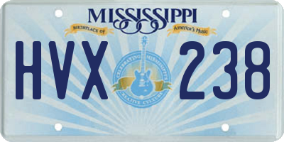 MS license plate HVX238