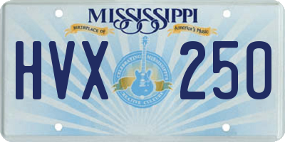 MS license plate HVX250
