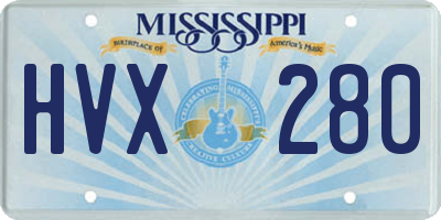 MS license plate HVX280