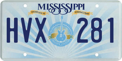 MS license plate HVX281