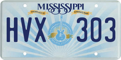 MS license plate HVX303