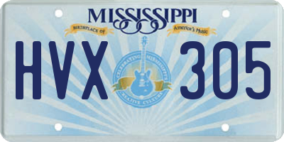 MS license plate HVX305