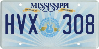 MS license plate HVX308