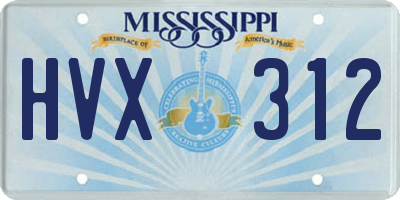 MS license plate HVX312