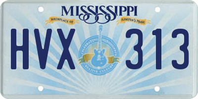 MS license plate HVX313