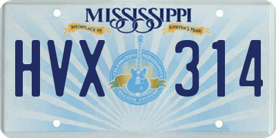 MS license plate HVX314