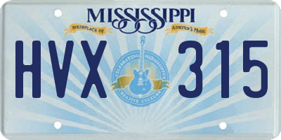 MS license plate HVX315