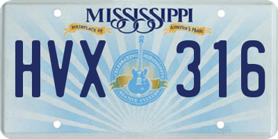 MS license plate HVX316