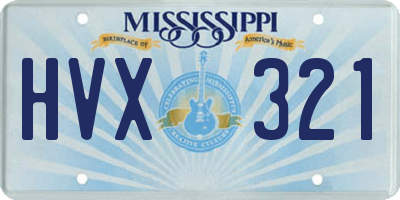 MS license plate HVX321