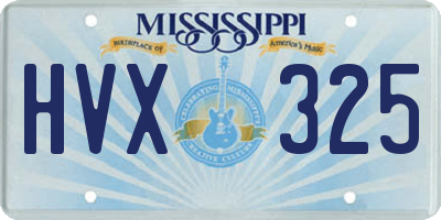 MS license plate HVX325