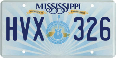 MS license plate HVX326